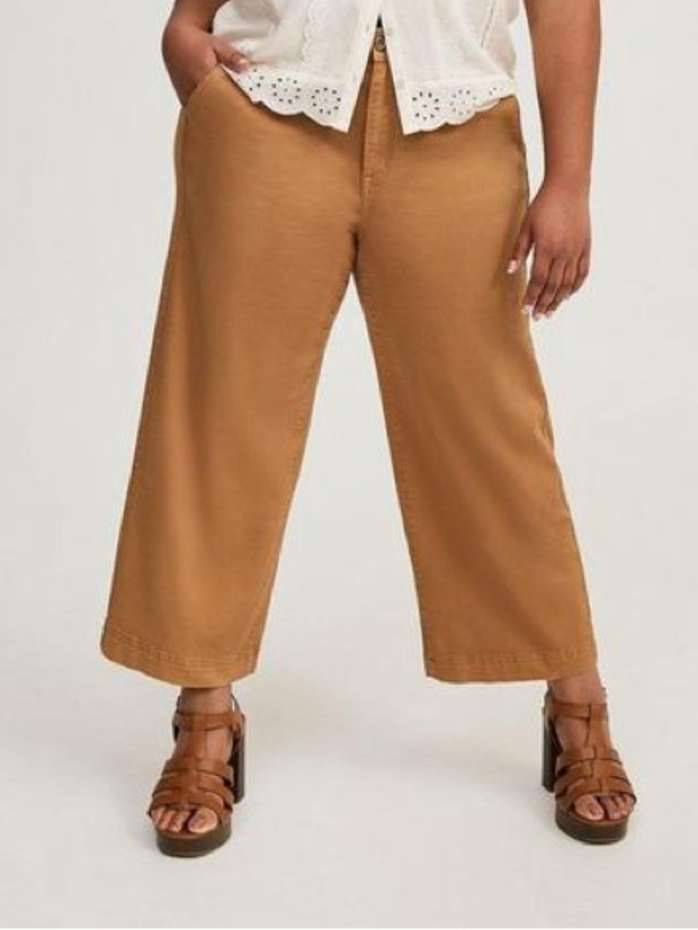 Torrid Brown Wide Leg Crop Pants – Casual Utility / Coastal Style 14